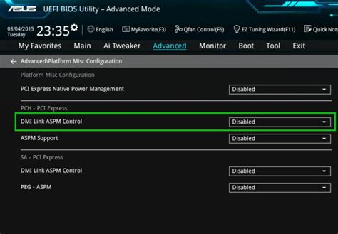 Как настроить Pcie aspm mode в биосе