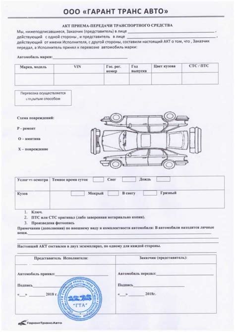 Разрешение на использование (РЗУ) в акте осмотра транспортного средства